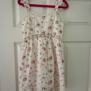 LoveShackFancy Girls Laurier Cotton Rose & Bow Dress